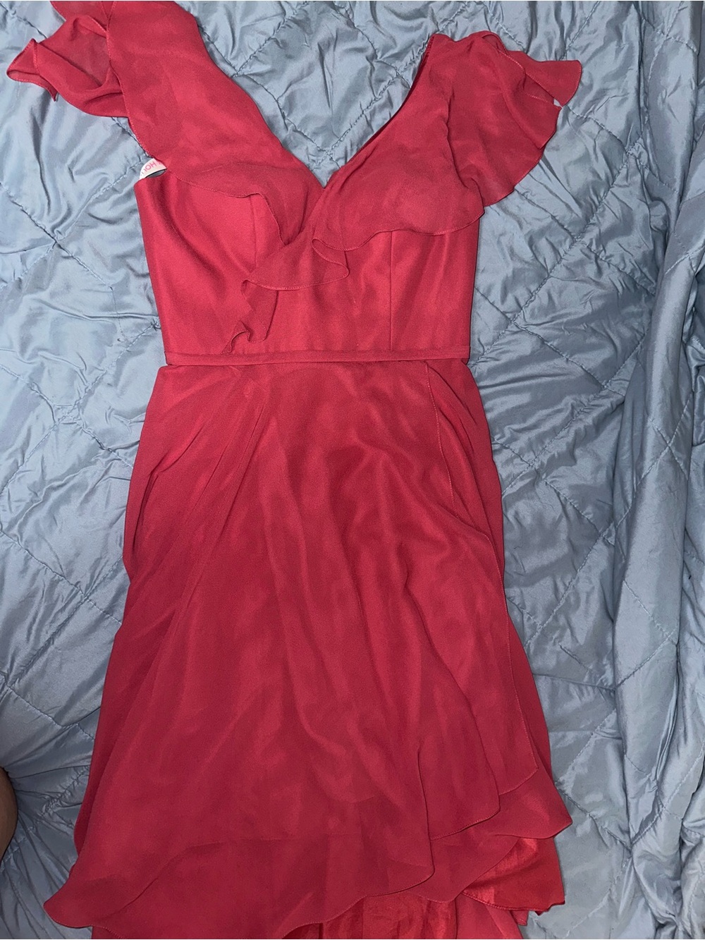 JJs House Cinnamon Rose Ruffle A-line ruffle chiffon Dress
